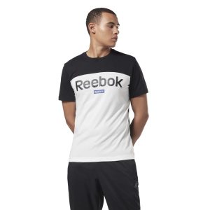 Koszulki Męskie Reebok Training Essentials Linear Logo Czarne PL 45IHPZO